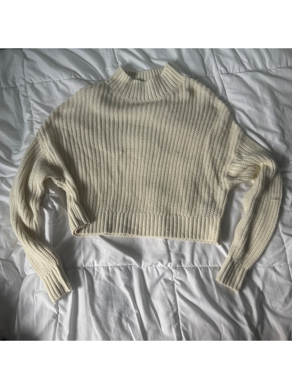 divided h&m beige crop sweater collared small